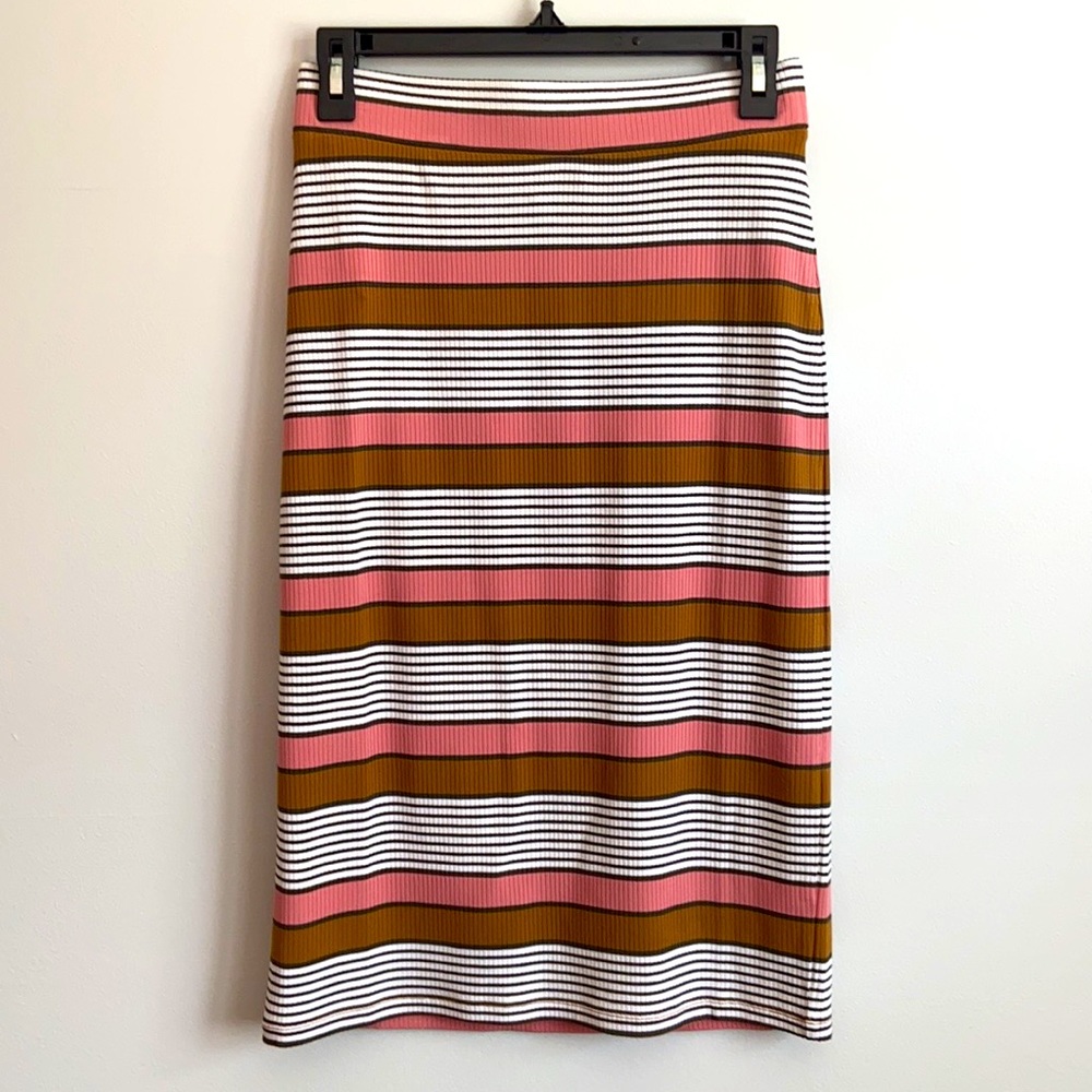 Striped Midi Pencil Skirt